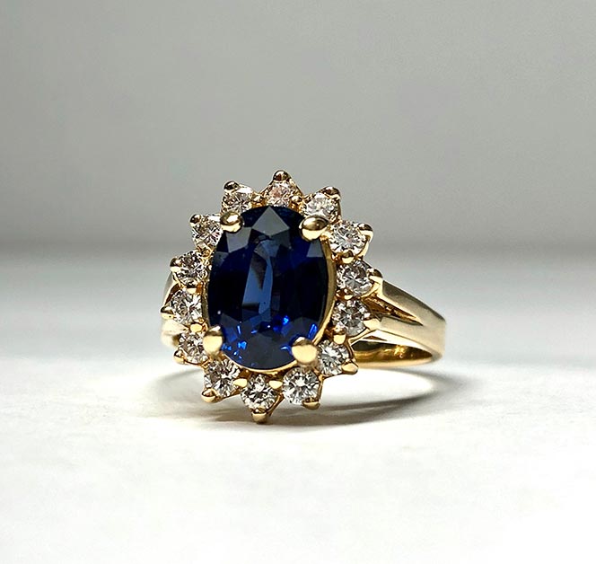 Natural Sapphire and Diamond Ring - Bluestone Trading Company Inc.