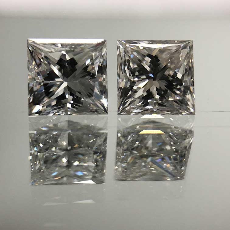 Lab grown diamond and natural diamond side by side
