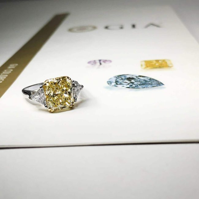 Yellow Diamond Ring on GIA Report