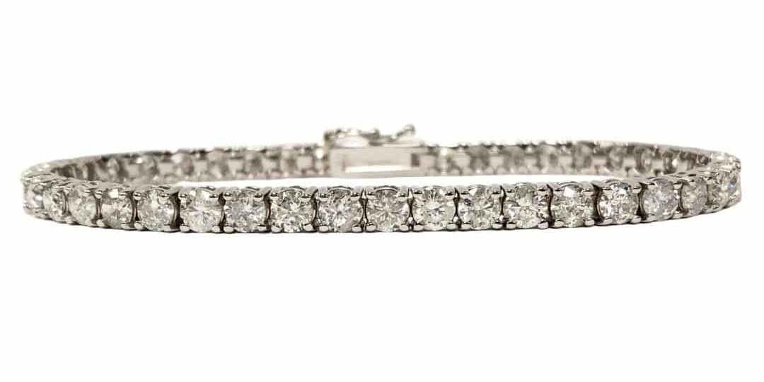 Diamond tennis bracelet on white background